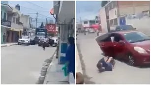 Video: un hombre saltó de un vehículo en marcha para escapar de un secuestro