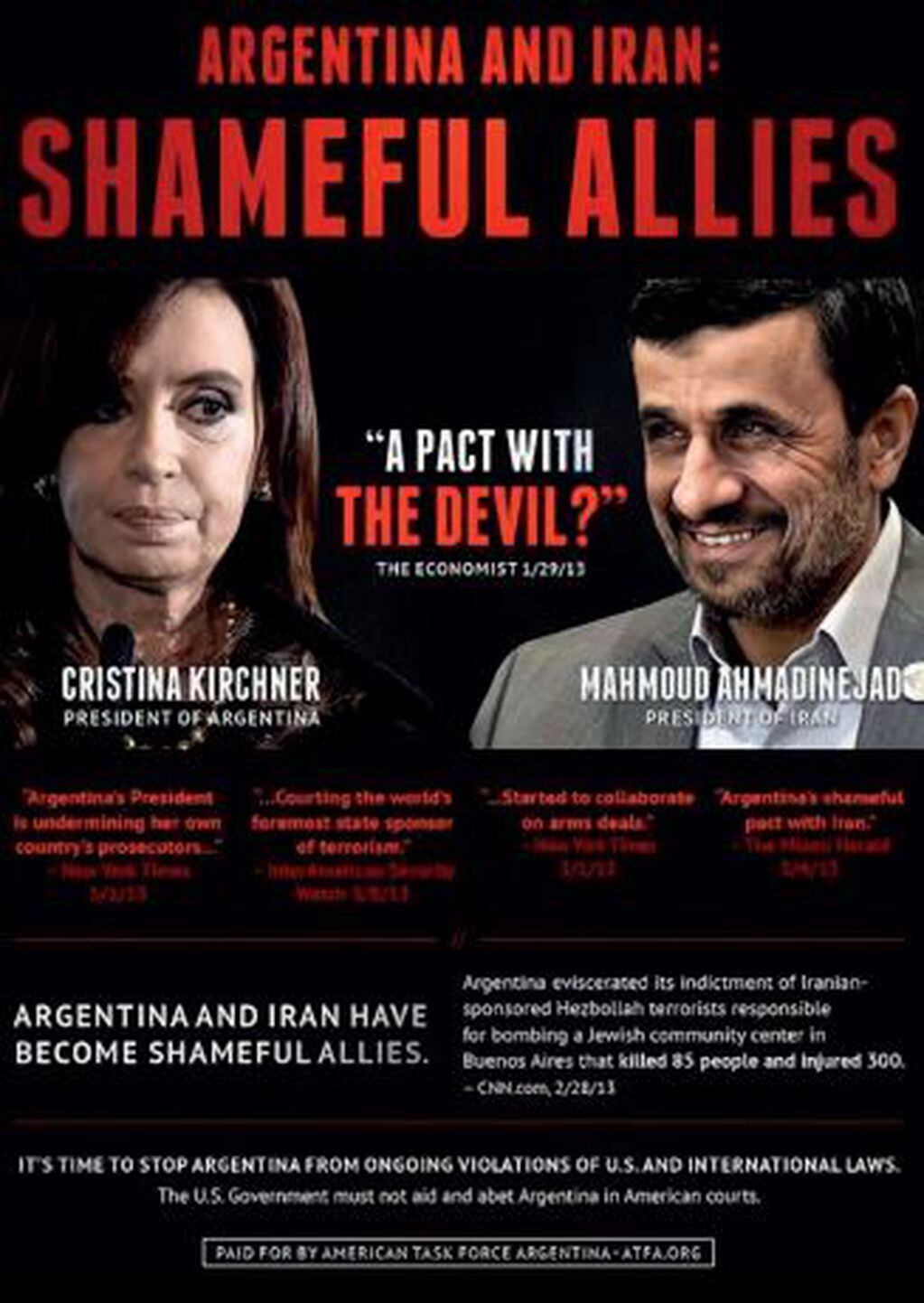 La solicitada que mostró Cristina Kirchner para pedir la nulidad de la causa por el memorándum con Irán.
