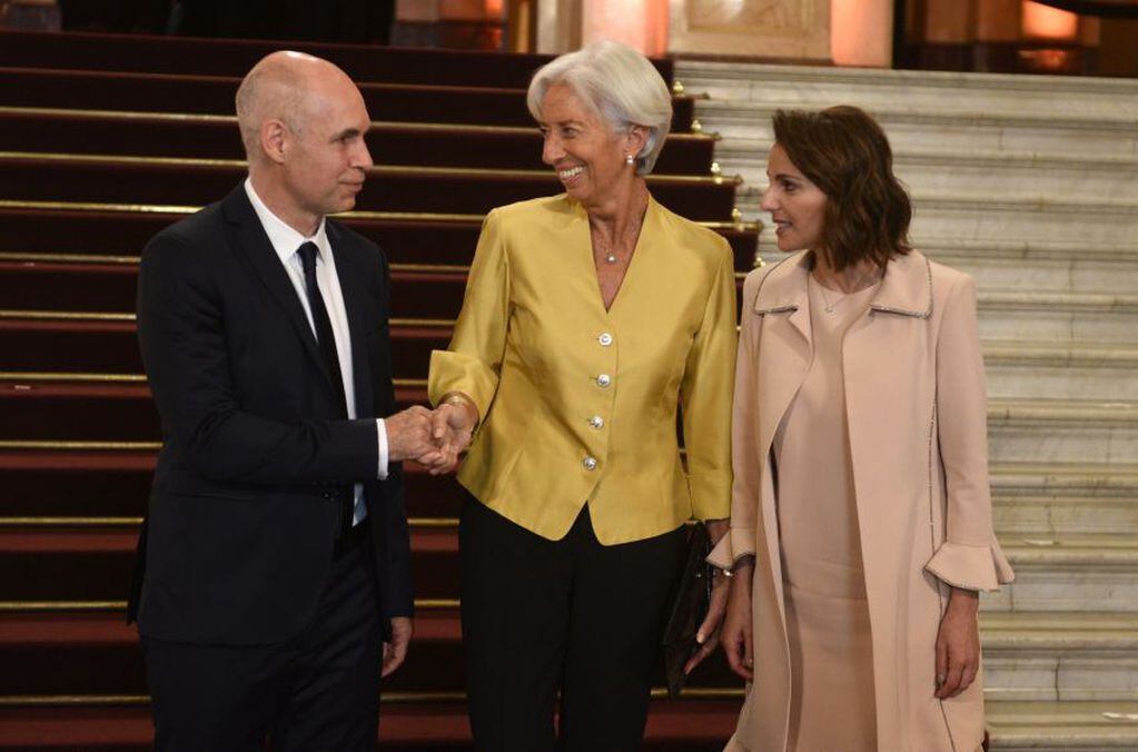 
Horacio Rodriguez Larreta saluda a Christine Lagarde, directora del FMI.
