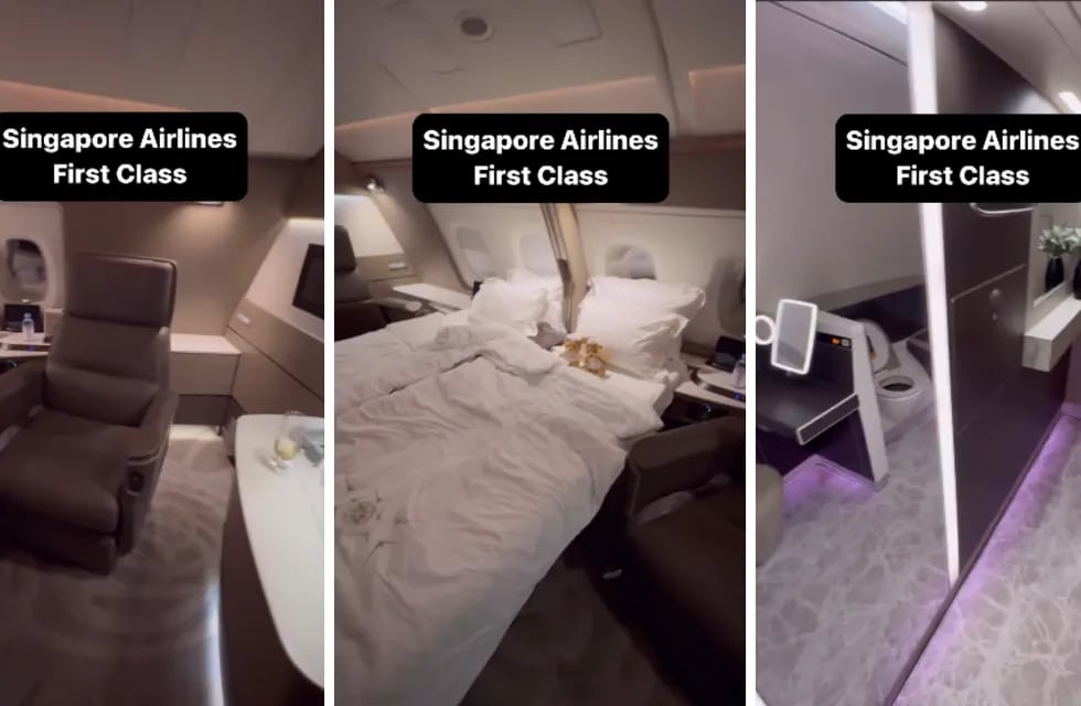 Así es la lujosa suite de primera clase en Singapore Airlines.