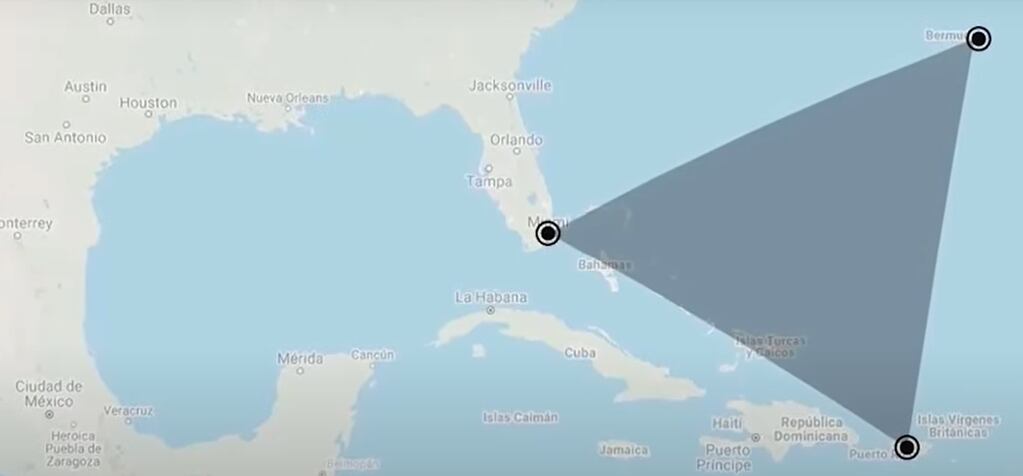 El triángulo de las bermudas está entre las Islas Bahamas, Miami y Puerto Rico.