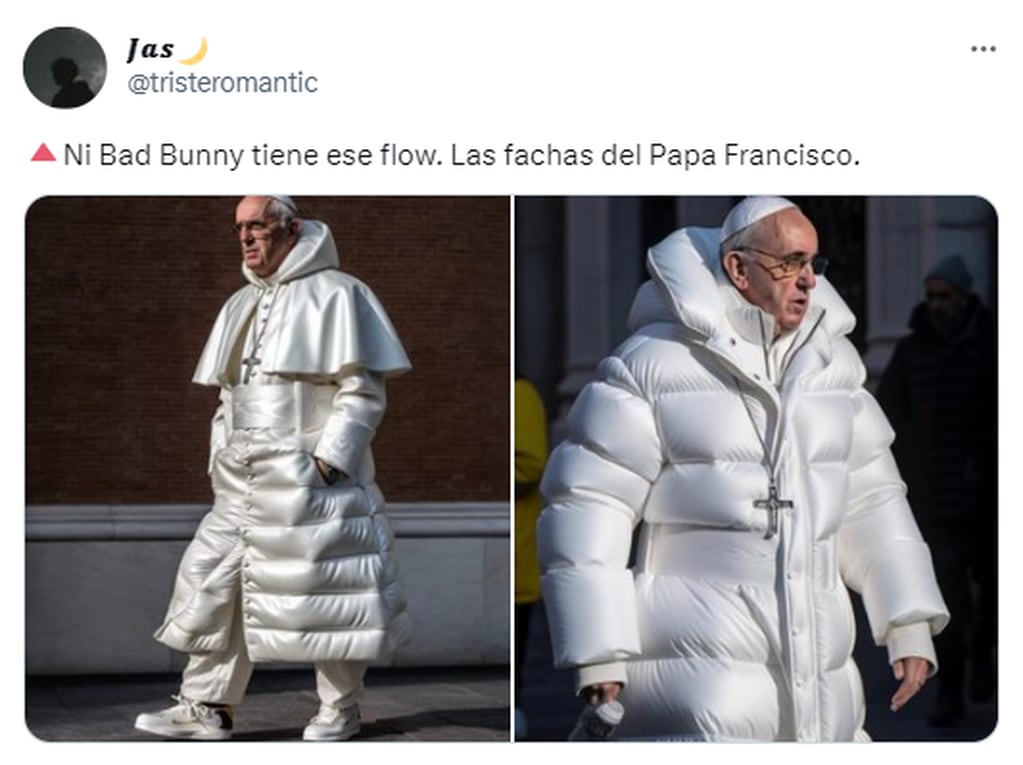 La imagen viral del Papa Francisco fue creada con Inteligencia Artificial - Twitter
