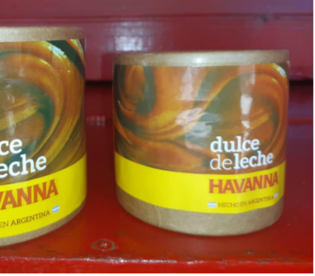 El dulce de leche falsificado es presentado en envase de cartón con la etiqueta antigua de Havanna.