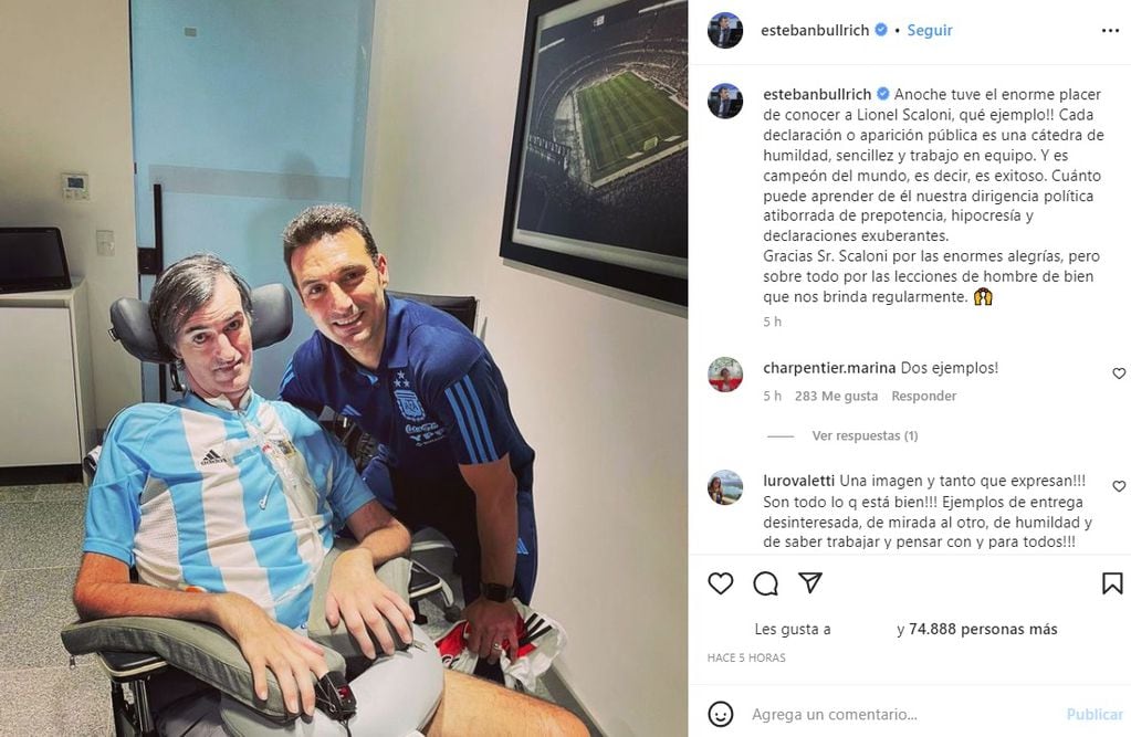 Esteban Bullrich se sacó una foto con Lionel Scaloni y ambos emocionaron a todos (Instagram)