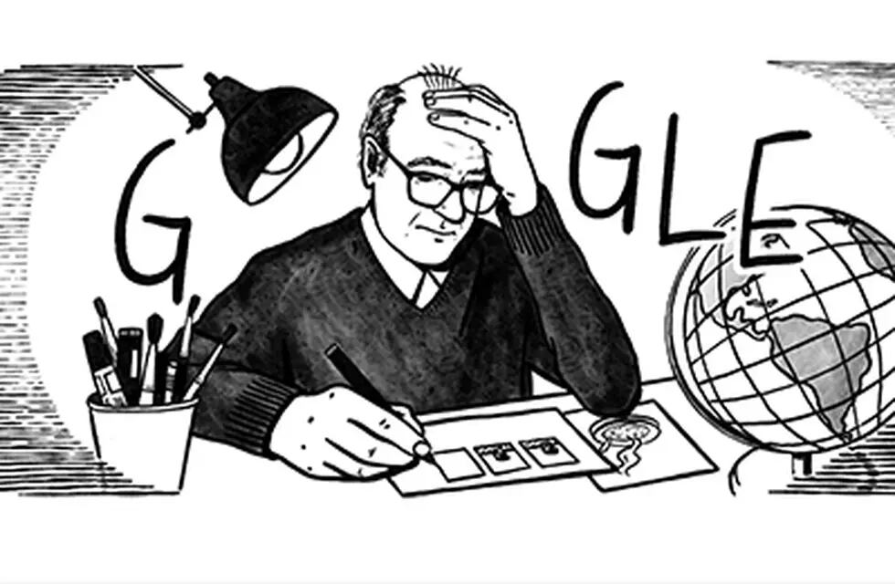 El doodle de Google en homenaje a Quino en el día que cumpliría 90 años.