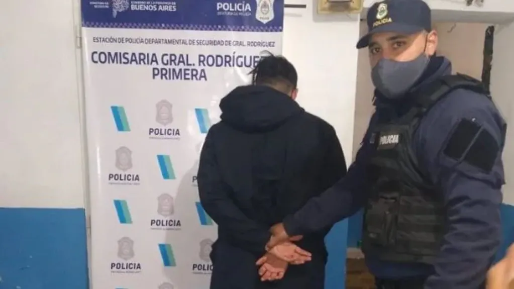 Taborda, en el momento de su detención en la Comisaría 1ª de Gral. Rodríguez.