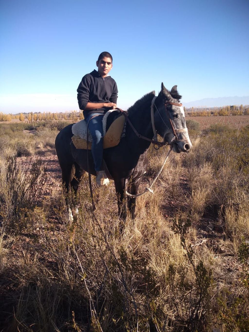 Adrián y uno de los caballos robados. / Gentiieza