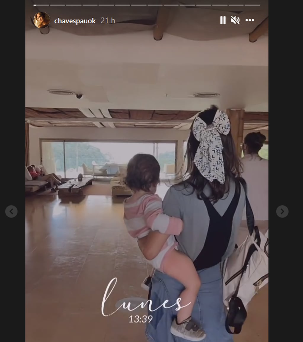 Paula Chaves filmó un video en su Instagram mostrando su llegada al hotel.