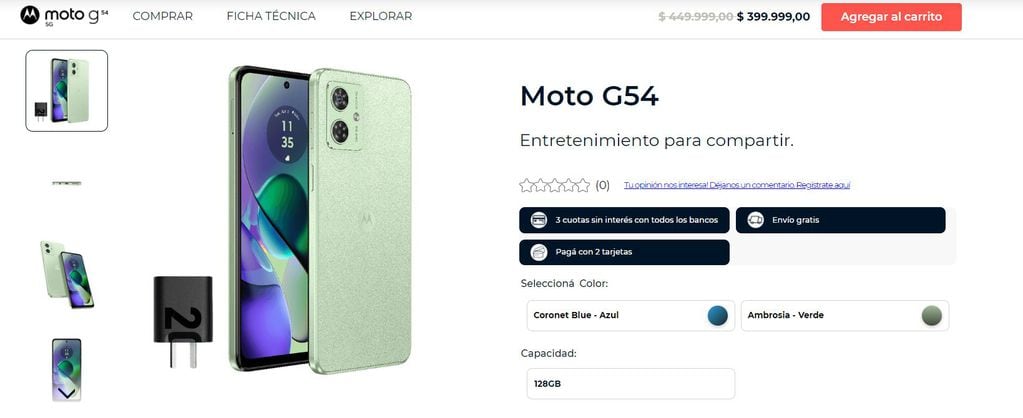 Precio en Argentina del Moto G54