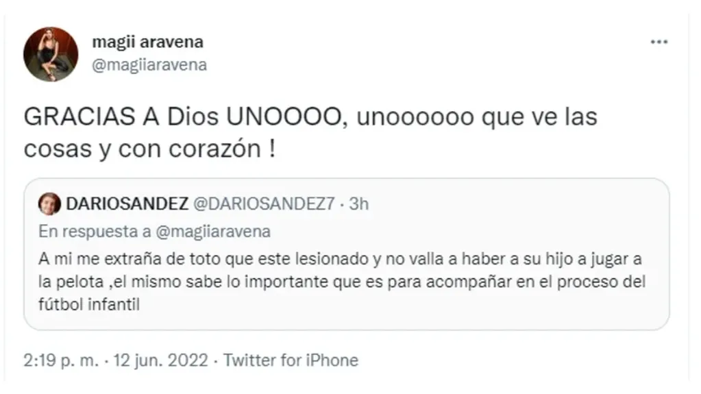 Magalí Aravena, su ex y madre de sus hijos, compartió fuertes mensajes en Twitter, en los que lo tildó de “basura” y “mal padre”. 