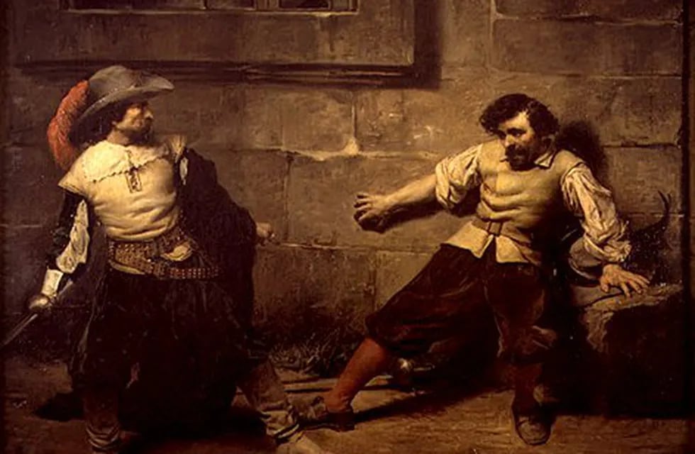 La expresión "estar contra la espada y la pared" es de uso corriente. Foto: "Mosqueteros", atribuida al pintor Francisco Domingo Marqués.