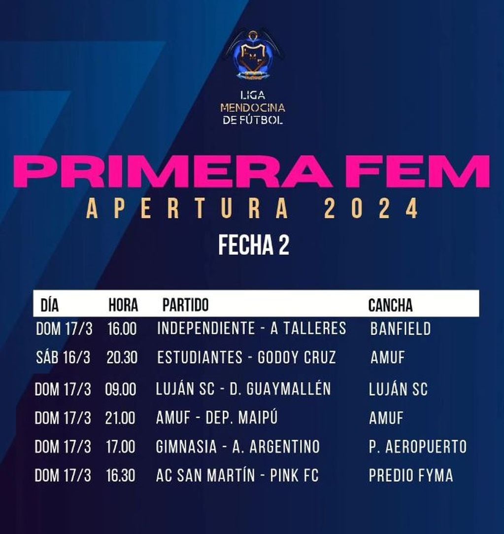 Tras el 6-0 de Las Pumas ante Universitario del viernes, estos son los restantes partidos de la fecha 2 de la LMF.