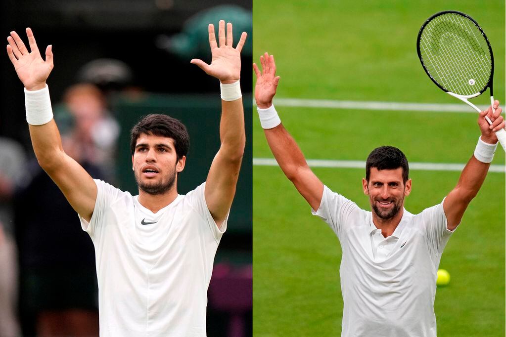 Carlos Alcaraz y Novak Djokovic definirán Wimbledon y el número 1 del ranking mundial. (AP)