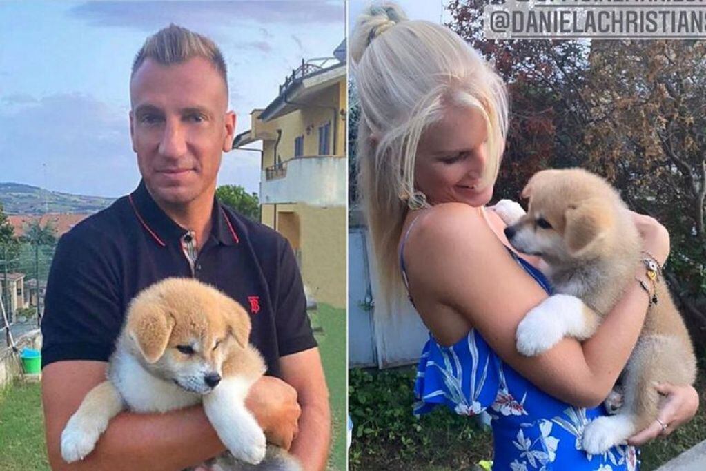 Maxi López, su novia Daniel Christiansson y su perra - 
