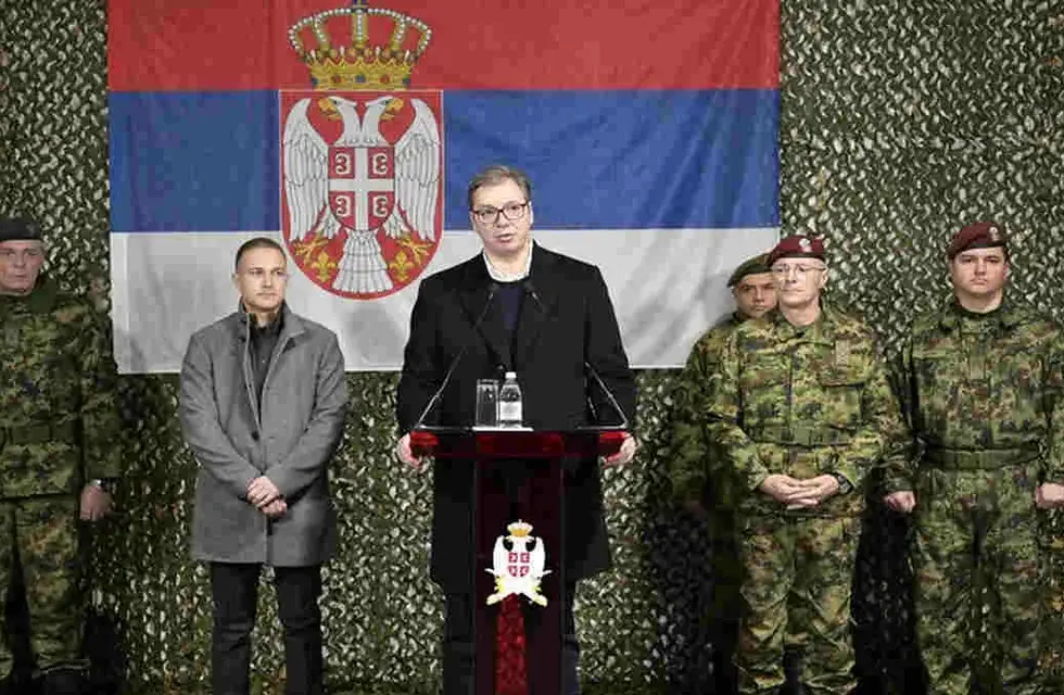 El presidente de Serbia, Alexander Vucic, durante los últimos anuncios acerca de las competencias del ejército.