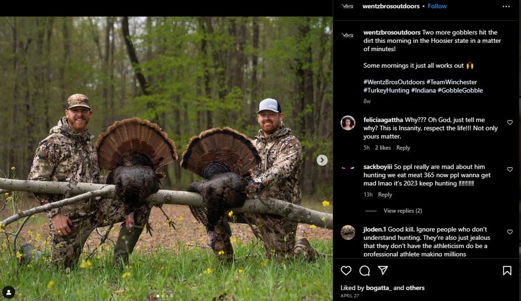 Junto a su hermano, Zach, el futbolista acostumbra a cazar y dar muerte a diferentes tipos de animales en los bosques del hemisferio norte. Foto: wentzbrosoutdoors / Instagram