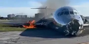 avión se incendió en Miami