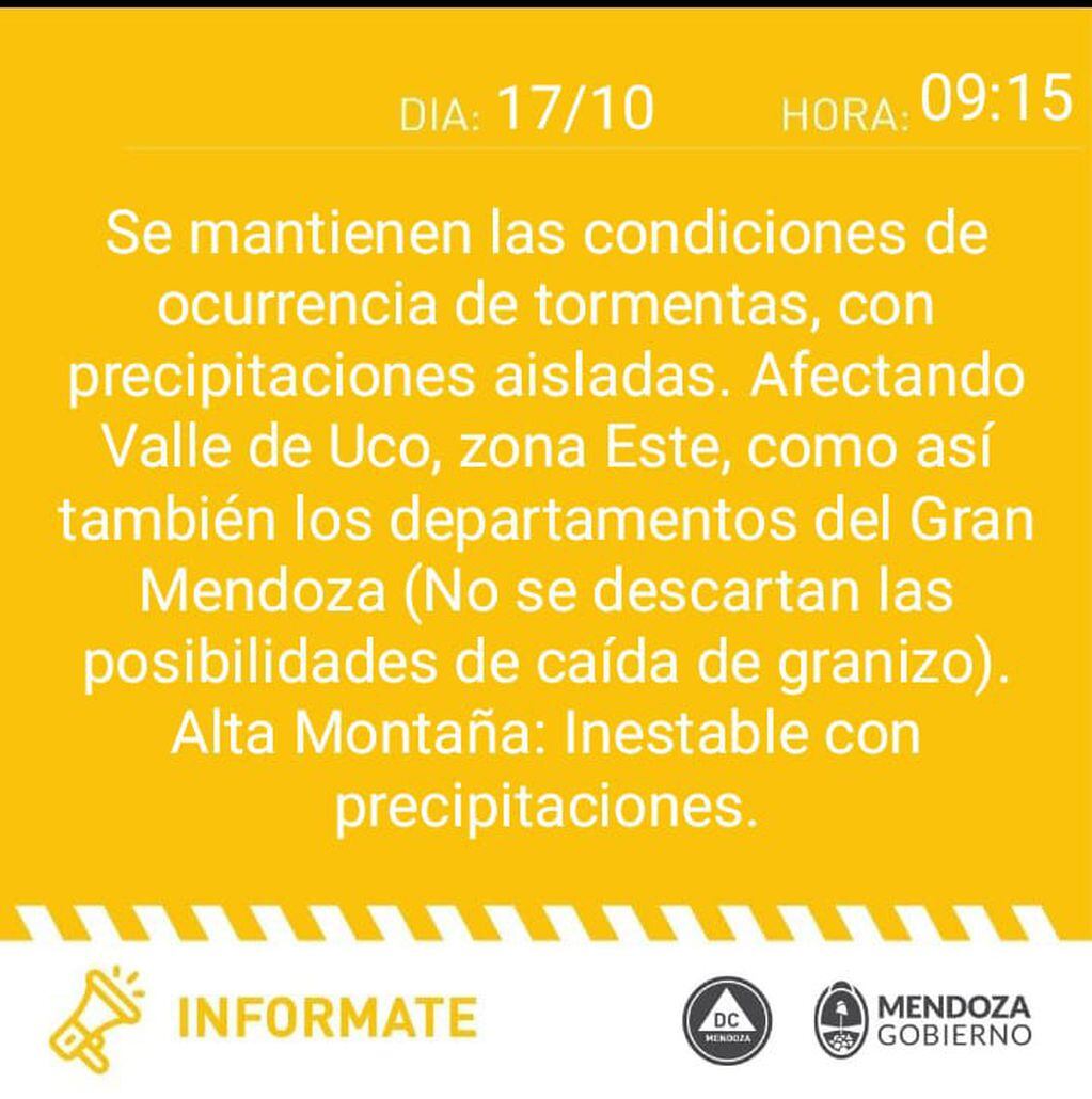 Se esperan fuertes tormentas para este lunes en la provincia de Mendoza.