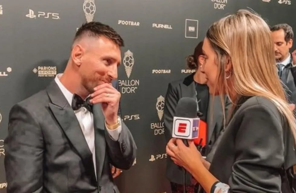 Sofi Martínez y Lionel Messi en la gala del Balón de Oro del pasado lunes en París Foto: ESPN