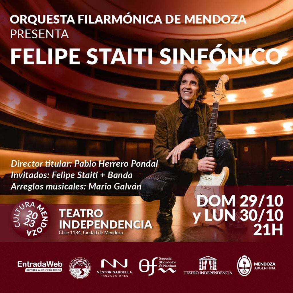 Felipe Staiti presenta su show sinfónico en el Teatro Independencia