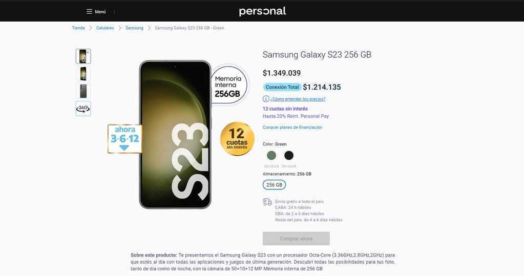 Samsung Galaxy S23, el precio más alto es el sin línea telefónica.