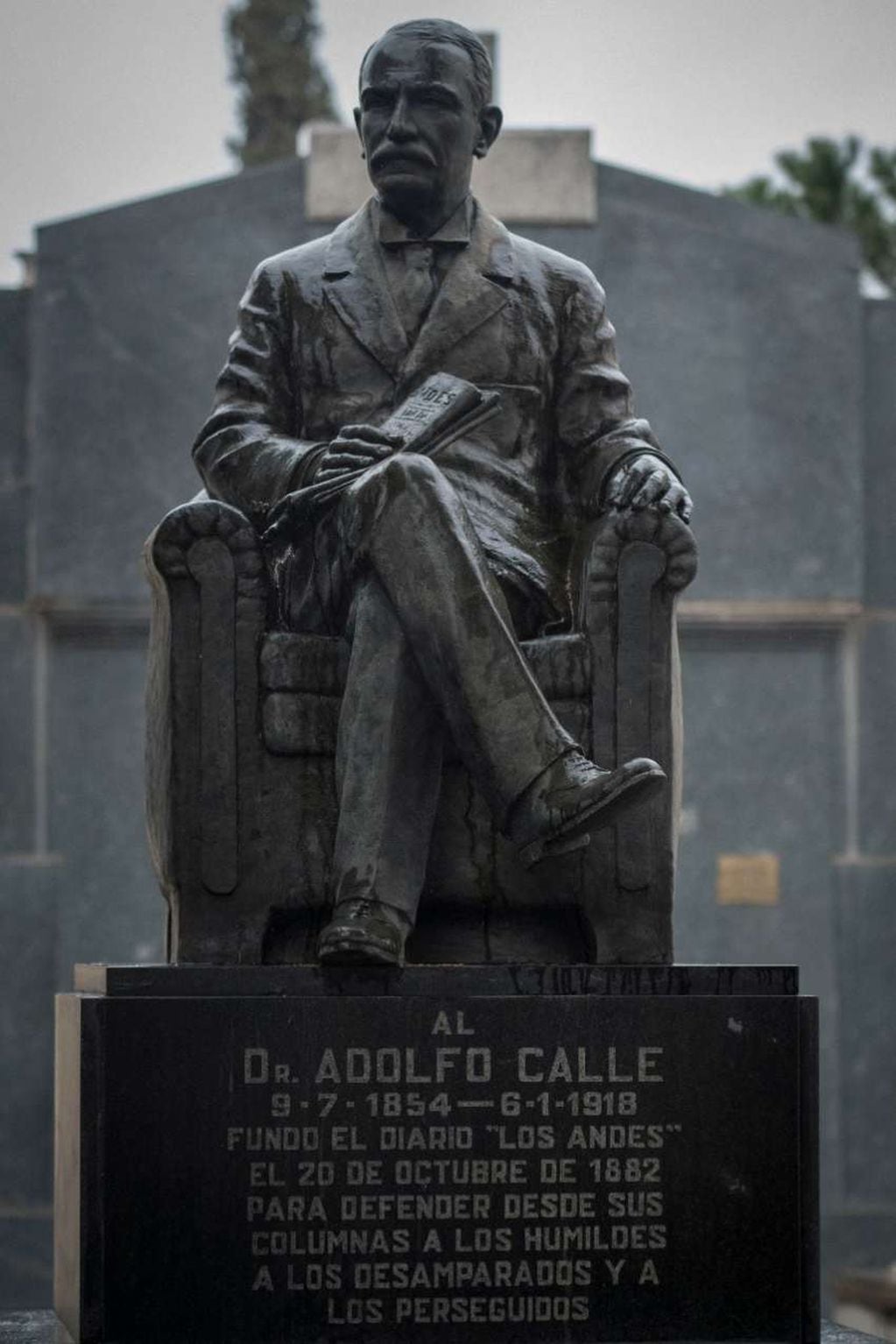 
Rivales. La tumba de Adolfo Calle, fundador de Los Andes, frente a la E. de Civit. | Orlando Pelichotti / Los Andes
   
