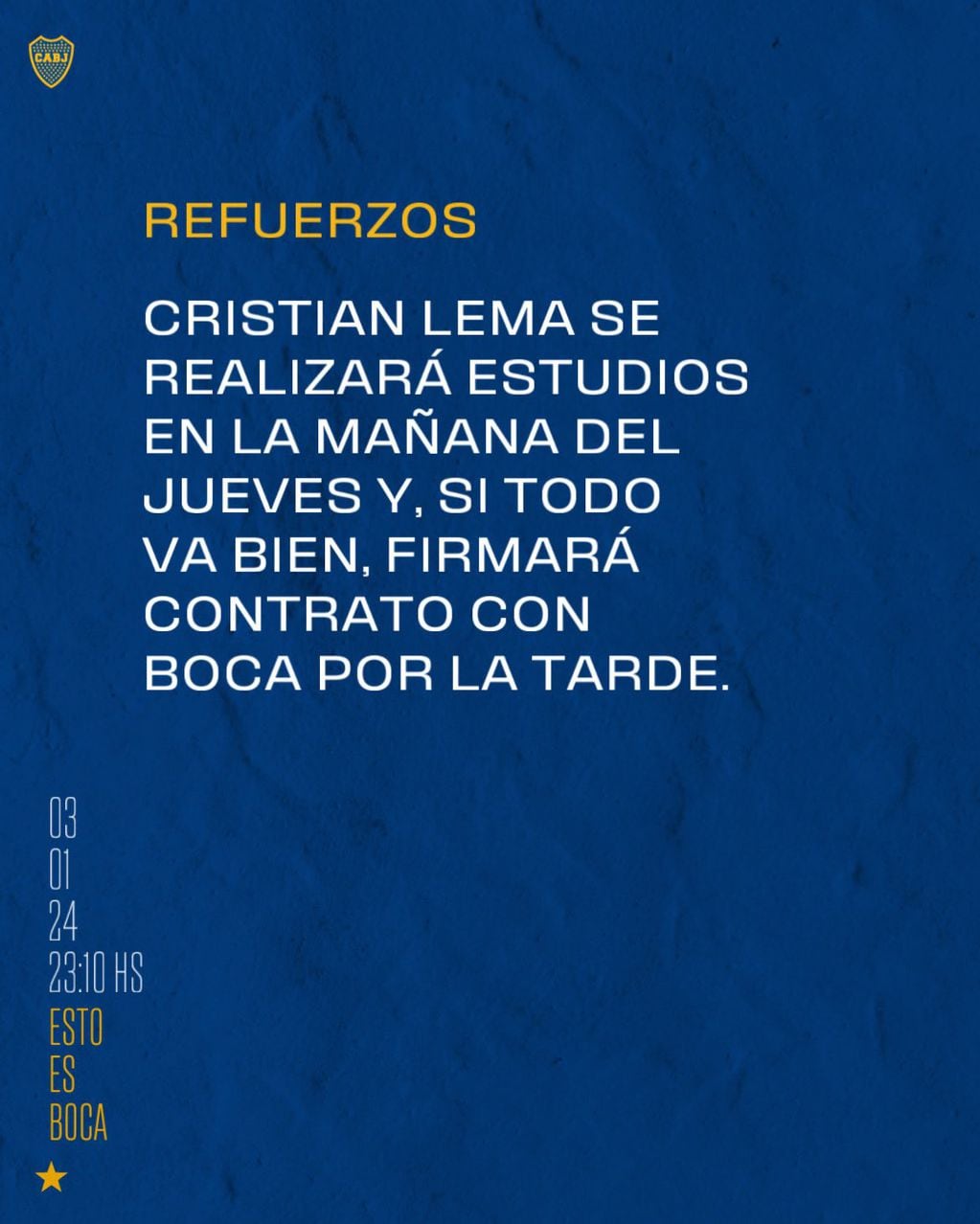 Cristian Lema sería presentado en Boca