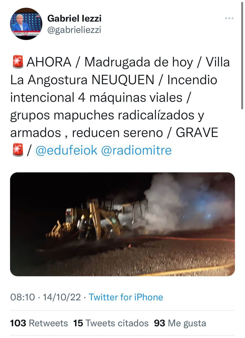 Mapuches prendieron fuego distintas zonas de Villa La Angostura.