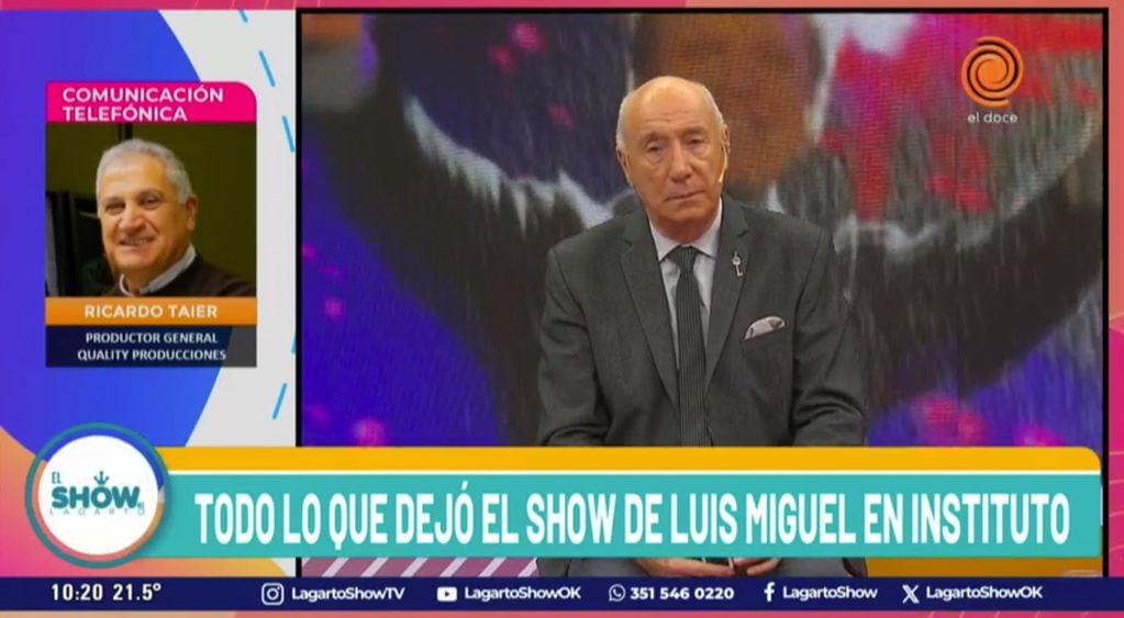 Ricardo Taier, productor de Quality, dijo que Luis Miguel podía continuar el show en Córdoba pese a la lluvia (El Doce)