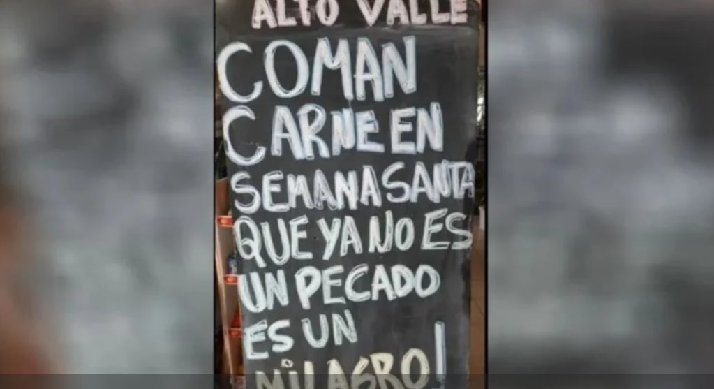 El irónico mensaje de una carnicería en Neuquén: “Alquilo costillar para selfie” y “Comer carne es un milagro”