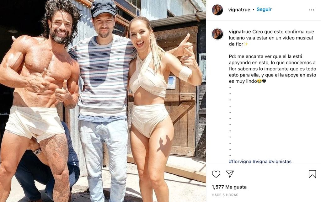 Apareció una foto de Luciano Castro con poca ropa junto a Flor Vigna y todo apunta a que es el protagonista del video musical de la cantante.