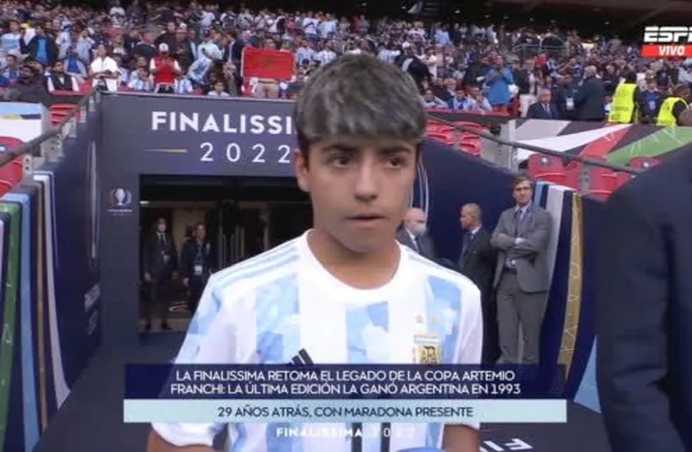 Benjamín Agüero, hijo del Jun y nieto de Maradona. (Captura de TV)