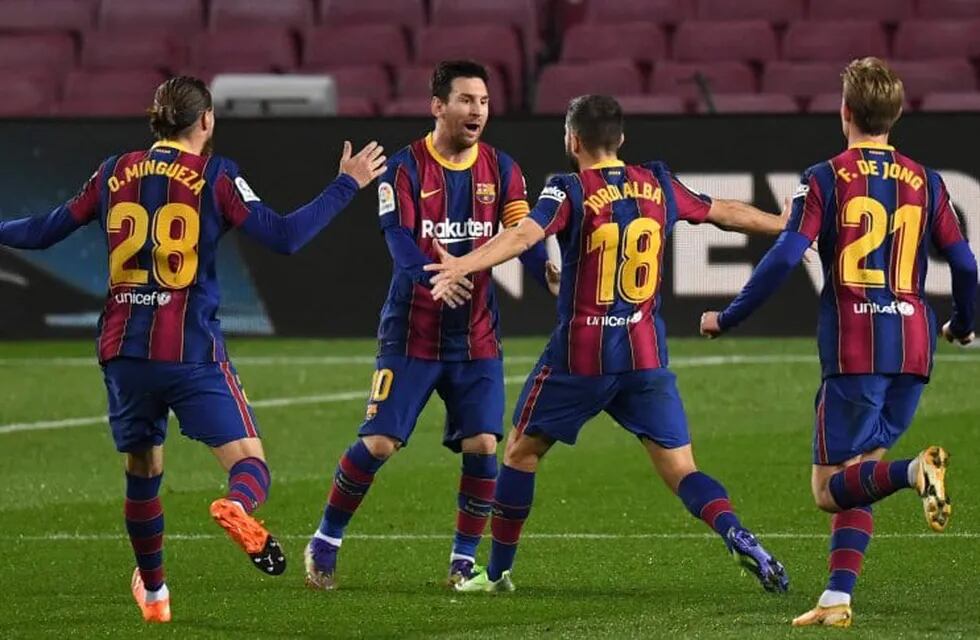 Messi grita el con alma y vida el empate del Barcelona tras un golazo de Jordi Alba. / Gentileza.