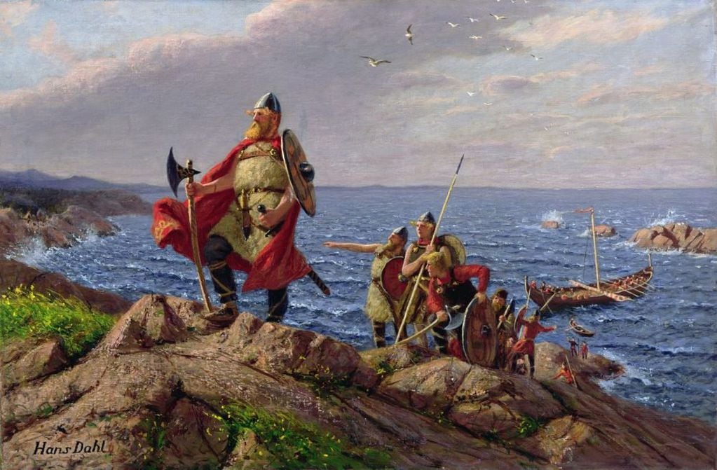 Una representación del desembarco de Leif Erikson en América del Norte en el año 1.000. Aunque no hay consenso pleno, hay evidencia de que los vikingos fueron los primeros europeos en llegar a América.