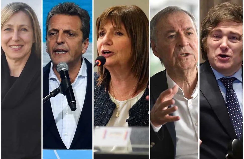 Elecciones 2023: Myriam Bregman, Sergio Massa, Patricia Bullrich, Juan Schiaretti y Javier Milei. (La Voz)