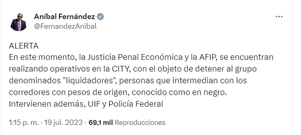 Gentileza Twitter Aníbal Fernández