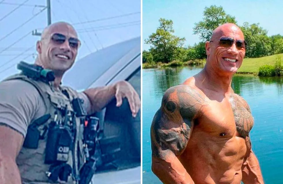 Un policía se hizo viral por su parecido a The Rock y la estrella de Hollywood lo saludó en las redes.