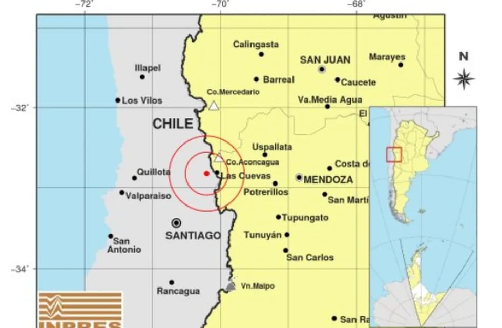 El sismo tuvo lugar a 128 km de la Ciudad de Mendoza.