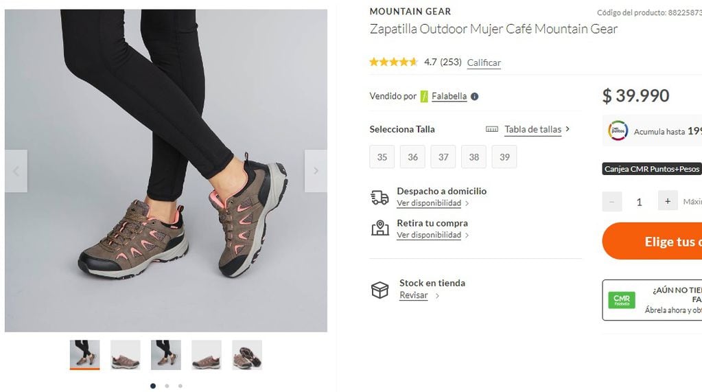 Zapatillas mujer Mountain Gear (Falabella)