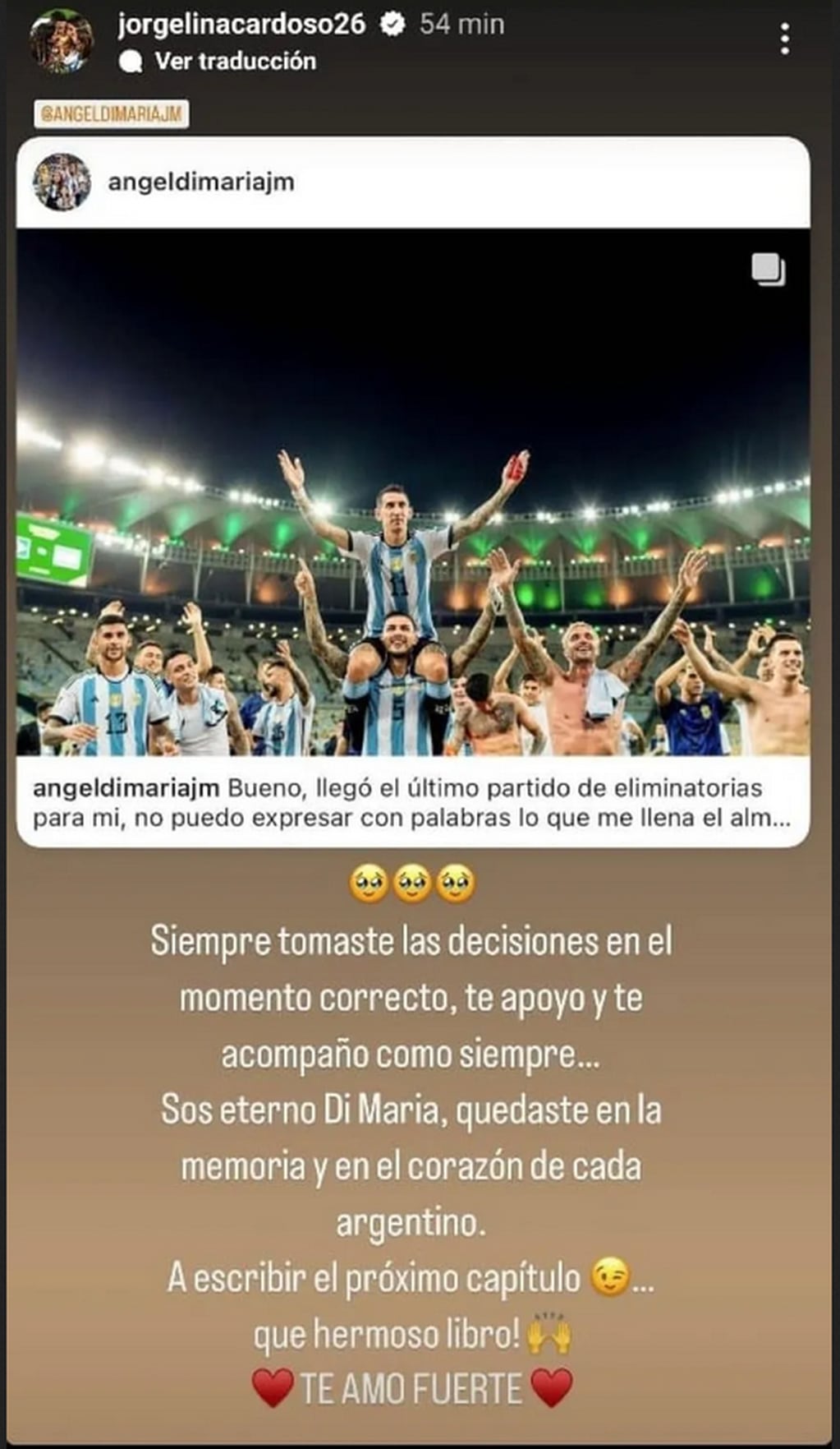 Su mujer y algunos compañeros de la Selección Argentina elogiaron a Di María en su anuncio.