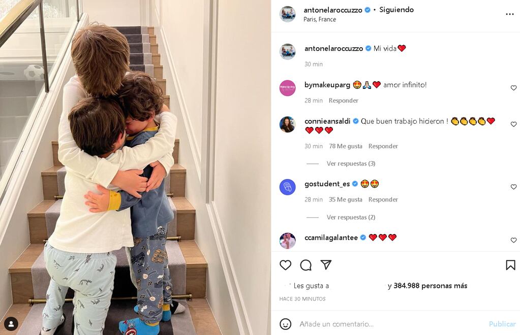 Antonela Roccuzzo enterneció a todos con una foto de sus tres hijos