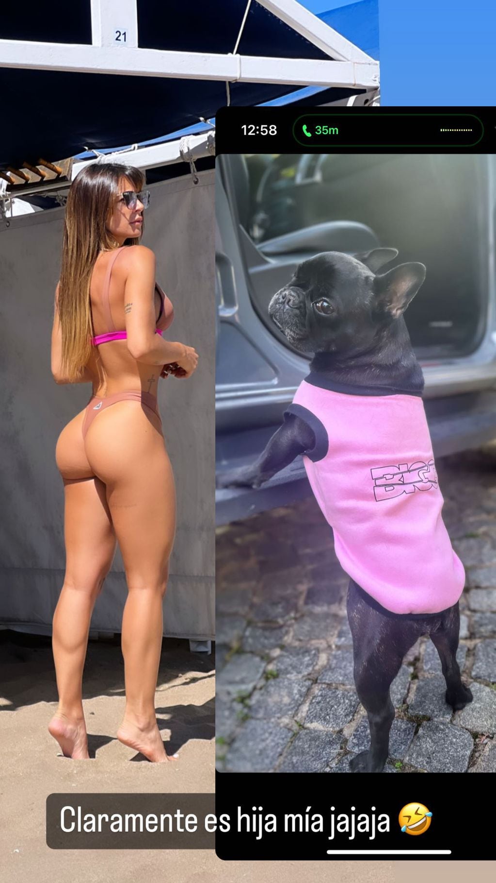 La modelo se comparó con su perrita.