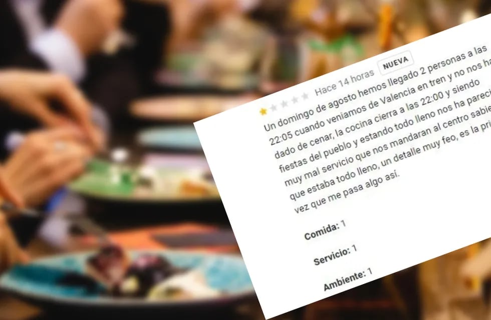 Un usuario dejó una calificación negativa en la página de Google de un restaurante ubicado en Valencia, España.
