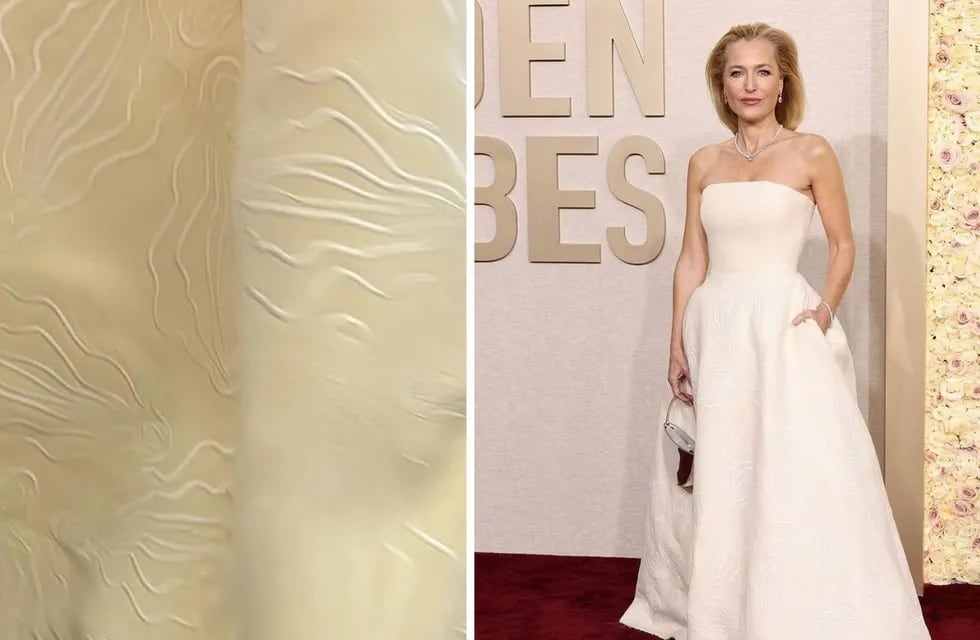 El impactante detalle del bordado del vestido que usó Gillian Anderson en los Golden Globes