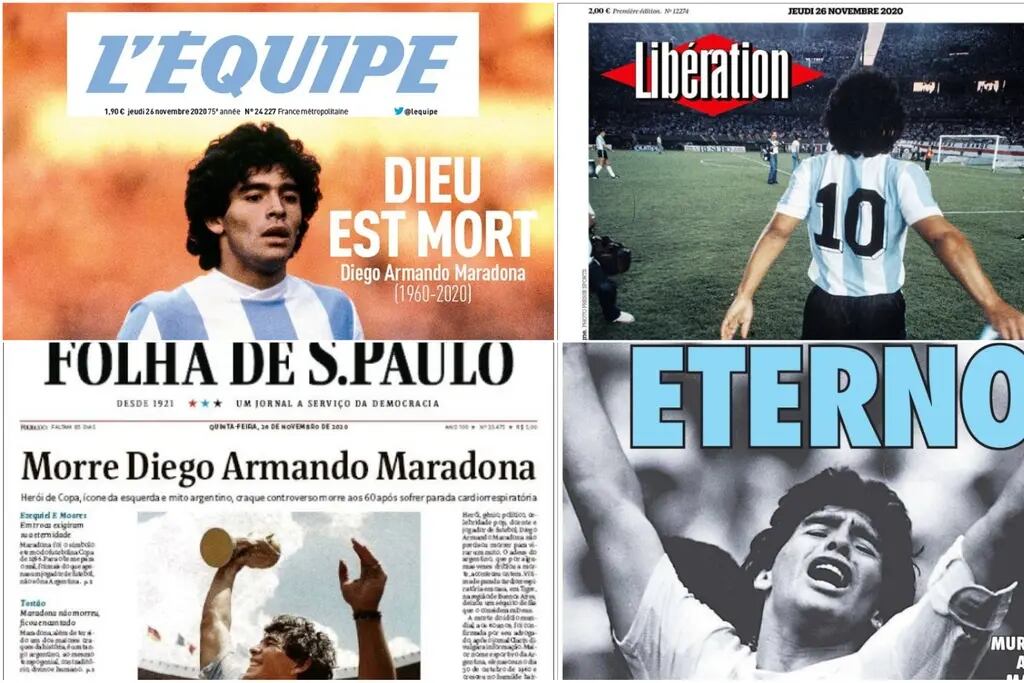 Tapas de diarios con la muerte de Diego Maradona