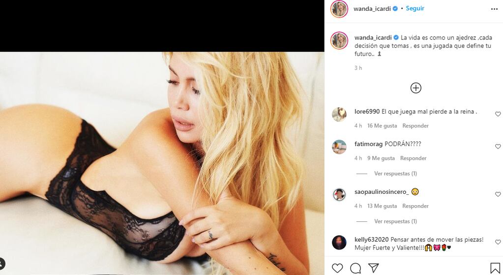 Wanda Nara copartió una postal desde la cama y prendió fuego Instagram.