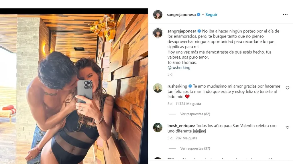 La China Suárez posteó como la pasó con su novio al reencontrarse.