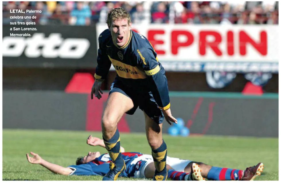 El "Titán" Palermo, máximo goleador de la historia de Boca, marcó 3 goles esa tarde. / Gentileza.