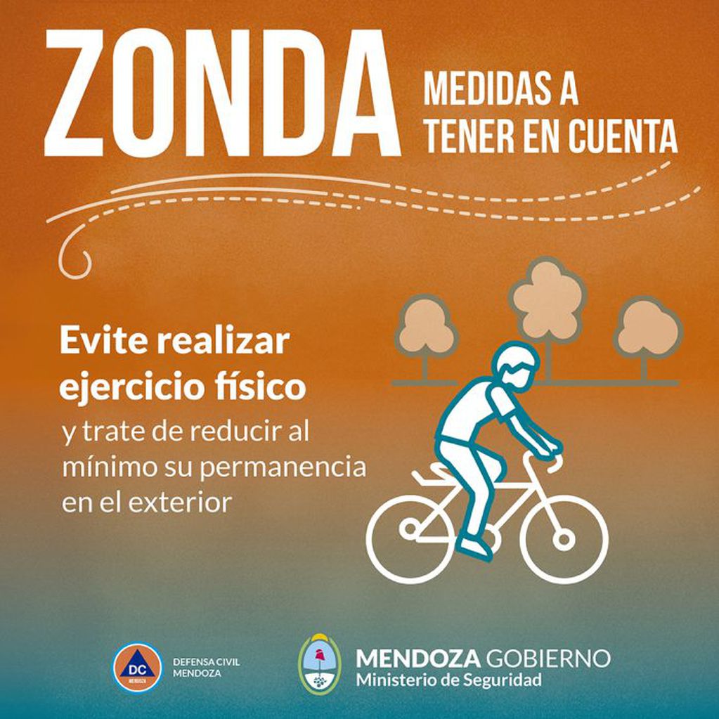 Algunas recomendaciones a tener en cuenta en caso de viento zonda. Foto: Mendoza Gobierno.