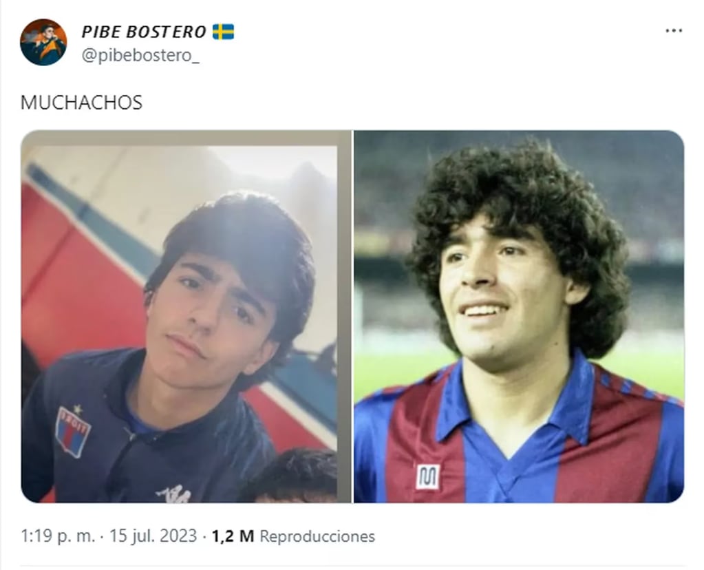 El parecido entre Benjamín Agüero y Diego Maradona. Gentileza: TN.